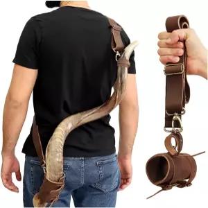 할렐루야 쇼파 혼 벨트 u2013 순정 가죽 장식용 고급 스트랩 버클 잠금이 있는 조절 가능한 워