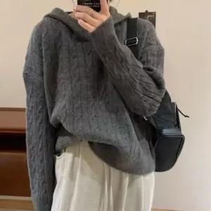 여성 니트 케이블 DHH-L29 루즈핏 후드 3컬러