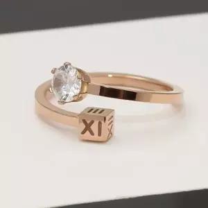 [신상오픈런]로마숫자 큐빅 블링 금색 여성 오픈링 실반지 (30330250)