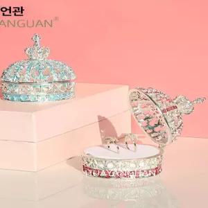 프로포즈 크라운 주얼리 박스 유럽풍 반지 목걸이 귀걸이 수납 선물함