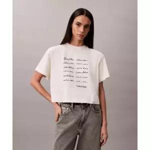 캘빈클라인 진 CALVIN KLEIN JEANS 여성 크롭드 박시 그래픽 반팔 티셔츠 47F823G YAS 47F823GYAS