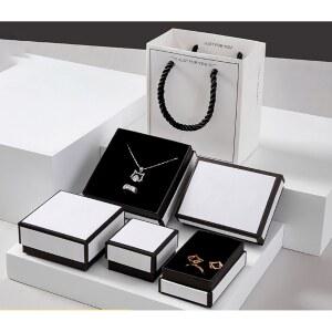 흑백 골판지 쥬얼리 케이스 작은 향기로운 팔찌 목걸이 반지 귀걸이 상자 크래프트 결혼 선물 포장