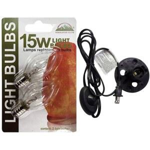 히말라야 글로우 소금 램프 코드 교체, 디머 스위치(2팩) 및 E12 할로겐 전구(4팩), 베이스 어셈블리 포함 길이 6피트