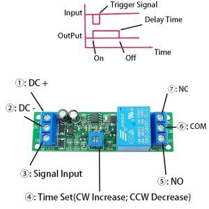 조정 가능 지연 단안정 트리거 릴레이 모듈 Arduino/로봇공학/스마트 홈용 3V-24V DC 10s-60s/10min 타이머