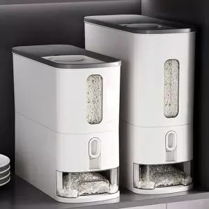 [콩심팥심]온휴 원터치 쌀통 2종 택일 6kg 12kg 투명창 해충방지 원터치버튼