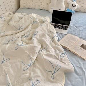 블루 보우 여름 시원한 낮잠 폴리에스터 사무실 부드러운 커버 가정용 이불 섬유 다용도