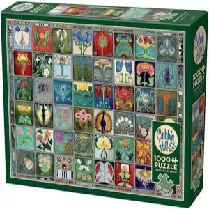 코블 힐 1000 조각 퍼즐 - 아르누보 타일 포스터 포함