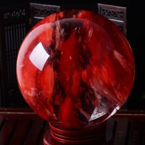 80mm 자연 레드 황수정 석 석영 크리스탈 구형 볼 힐링 보석