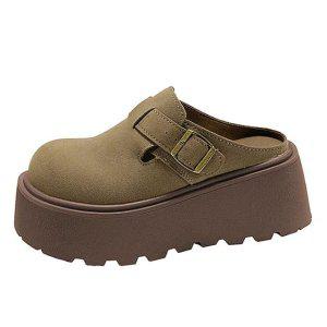 여자 캐주얼 키높이 슬리퍼 버클 슈즈 블로퍼 뮬신발