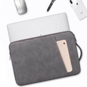 스웨이드 가방 인조 가죽 사선 라인 포켓 노트북 파우치