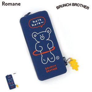 캐릭터필통 대용량 귀여운 실리콘 삼각 학생 파우치 브런치브라더 홀라베어 펜케이스 네이비