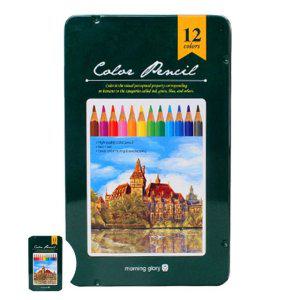 미술용유성색연필 드로잉 전문가용 학생용 고급 스케치용 유성 색연필 12색 틴케이스