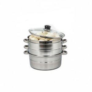 IH 인덕션용 스텐 찜기 만두찜솥 세트 찜냄비 채반2개+물솥+유리뚜껑 영업용 소소