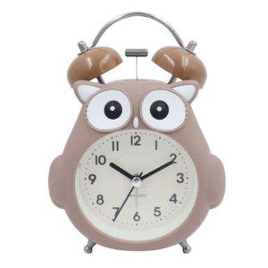 부엉이 탁상시계 무소음 알람시계 브라운 건전지방식