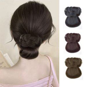 단정한 로우번집게핀 똥머리 묶음머리가발 부분가발