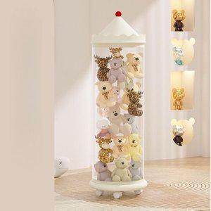 BenF Home 이동식 원통 인형 보관함 105cm 투명 정리함 정리대 장난감