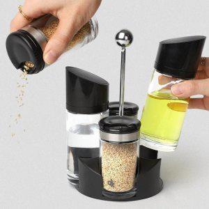 양념통 오일병 4P 유리 조미료통 세트 간장 소스통