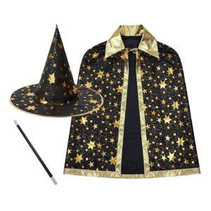 별무늬 망토+모자+지팡이 마법사 의상 세트 할로윈 크리스마스 의상