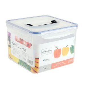 코미코모 손잡이 정사각 밀폐 용기 5.0L