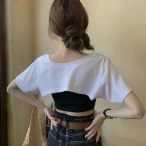 여자 반팔티 여성 루즈핏 핫크롭 핫 레이어드 티셔츠 크롭 박스티 숏 요가 반팔