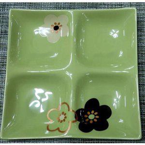 접시 나눔 그릇 4절 소스볼 멜라민 찬기 그린 반찬용 1P