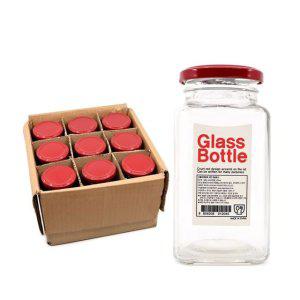 KP 사각유리병(400ml) 9병 양념병 조미료 향신료 보관유리용기