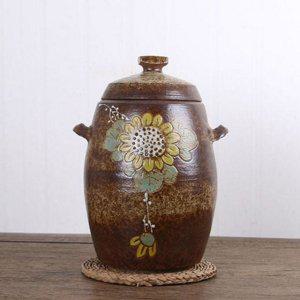 8kg 주방 해바라기 도자기 분청 쌀독 보관 전통 항아리