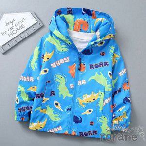 남아 얇은 간절기 아동 점퍼 바람막이 공룡 후드