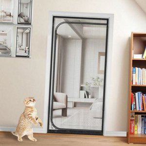 지퍼형 폴리에스터 거실 베란다 방충망 메쉬문 문용 방충문 현관문 접착식