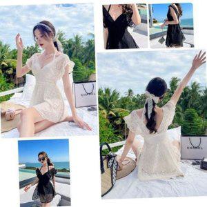 풀빌라 신혼여행 바캉스 수영복 프릴 여성 모노키니 레이스 체형커버