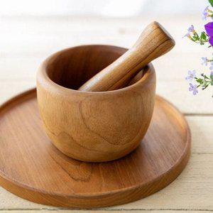 수동 주방 절구 원목 방망이 향신료 티크 간편 나무