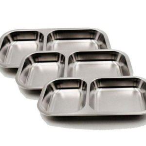 직사각형 간식 나눔 스테인리스 스텐 접시 분할 플레이트 캠핑