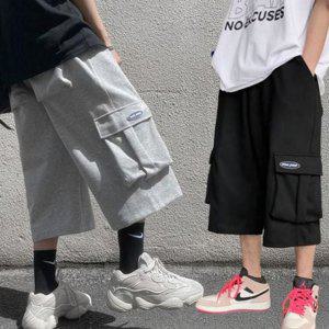 밴딩 남성 와이드 데일리반 반바지 루즈핏 트레이닝 7부바지 칠부바지