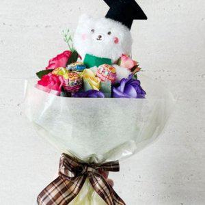곰인형 졸업식 졸업 학사모 인형 꽃다발 조화