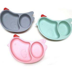 이유식 흡착식 유아 아기 칸막이 식판 실리콘