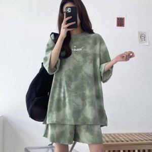 반바지 트레이닝 캐주얼 상하복 반팔 트레이닝복 여성 폴리에스터