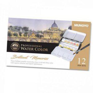 메탈릭톤 고급 물감 고체형 수채 12색 전문가용 휴대용