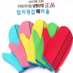 이태리 부드러운 때 타올 때밀이 엄지 손가락 장갑