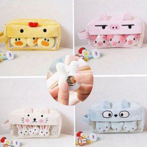 동물 보들보들 봉제 필통 파우치 대용량 학생용 귀여운