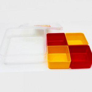 반찬통 보관 사각 용기 플라스틱 밀폐 4칸 분리형