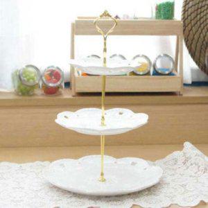골드 3단 케이크 스탠드 디저트 트레이 마카롱 접시 세트