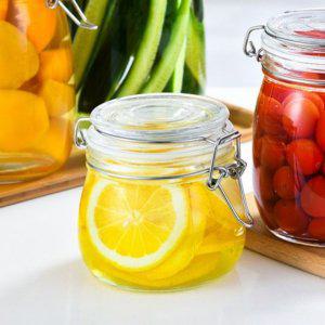 밀폐용기 500ml 피클 장아찌 유리 프레스 보관통