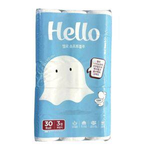 헬로소프트블루 3겹30롤 엠보싱 화장지 두루마리휴지
