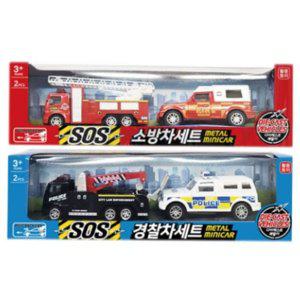 다이캐스트 SOS 경찰차 소방차 장난감 세트 미니카