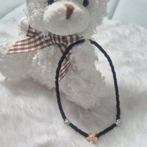 검정 시드비즈 꽃큐빅 팔찌