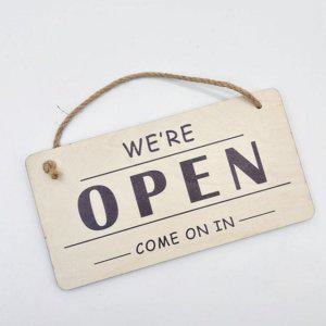 가게 문걸이 영업판 현판 원목 나무 문패 양면