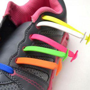 간편한 운동화 끈없는 없는 어린이 매듭 실리콘 고무 신발끈