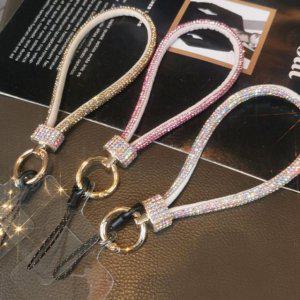 휴대폰 반짝이 크리스탈 큐빅 손목 골드링 태그 스트랩 폰스트랩