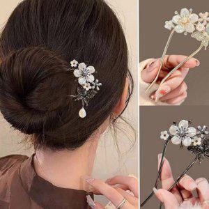 업스타일 u자 한복 똥머리 플라워 헤어 비녀 여성