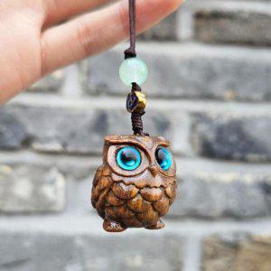 우드 키링 행운 휴대폰 열쇠고리 차량용 부엉이 재물 선물